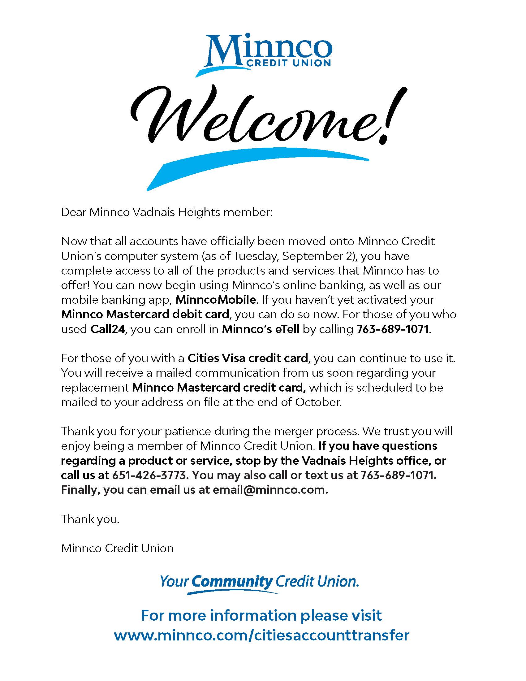 welcome email to VH members post conversion